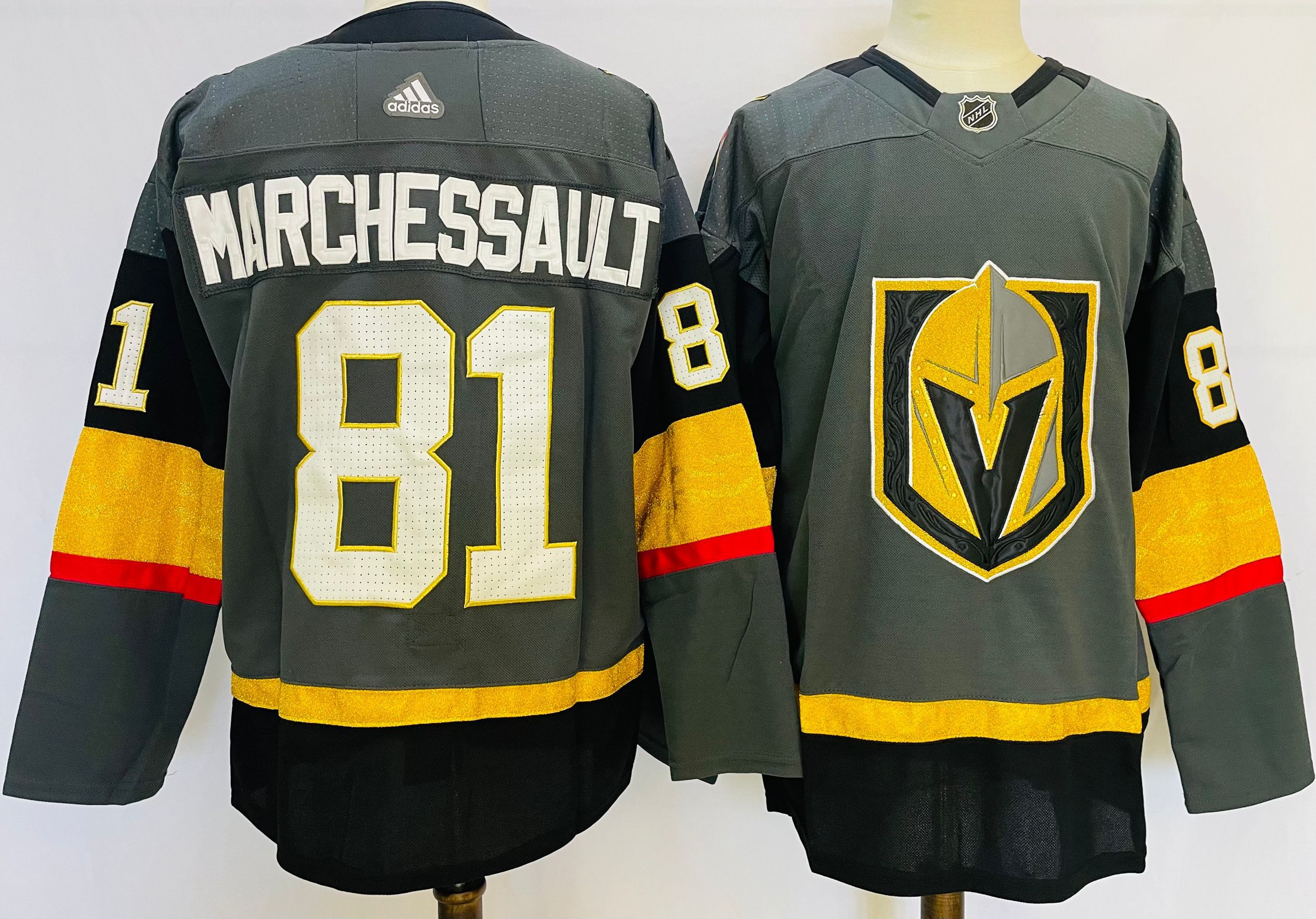 Men Vegas Golden Knights #81 Marchessault Grey Authentic Stitched 2022 Adidas NHL Jersey